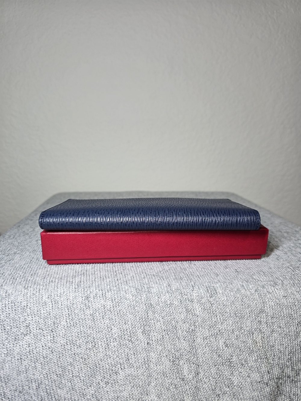 Salvatore Ferragamo Navy Textured Leather Long Card Holder with Silver Logo - Picture 10 of 13